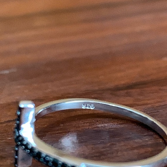 Sterling Silver Black CZ Sideways Cross Ring - Picture 5 of 7